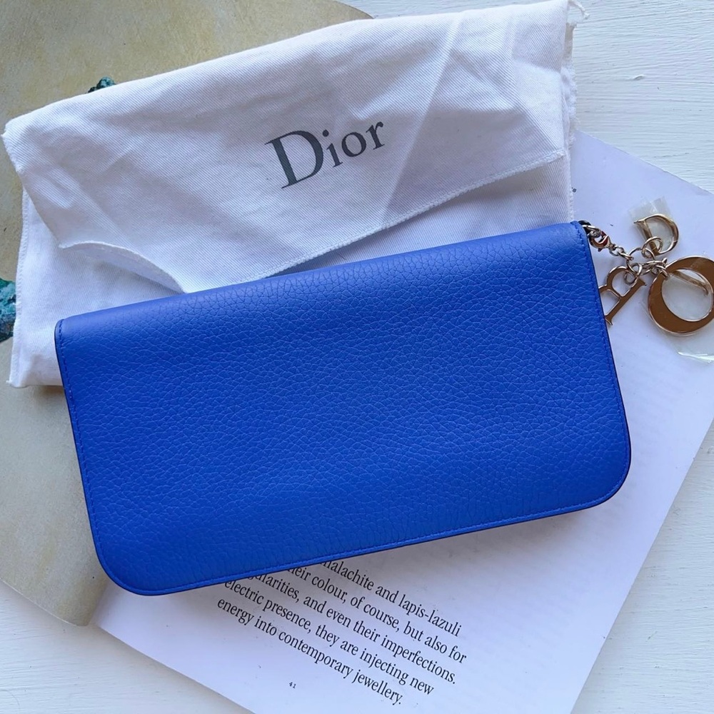 Dior Blue Diorissimo Voyageur Zip Around Wallet